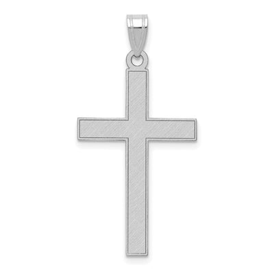 14K White Gold Florentine Satin Cross Pendant, 36 x 18mm