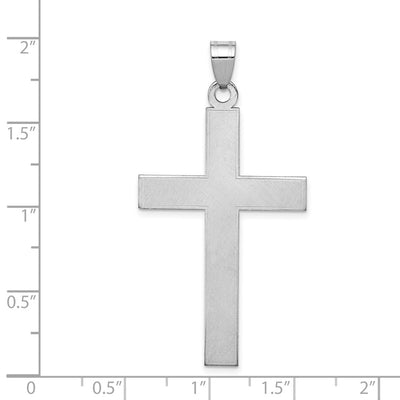 14K White Gold Florentine Satin Cross Pendant, 48 x 25mm
