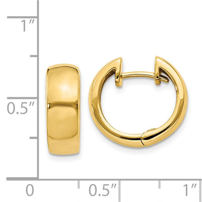 14K Round Hinged Hoop Earrings, 12 x 5mm