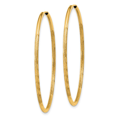 14K Satin Diamond-cut Endless Hoop Earrings, 40 x 1.5mm
