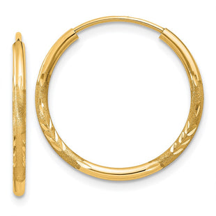 14k Satin Diamond-cut Endless Hoop Earrings (Style XY1172)