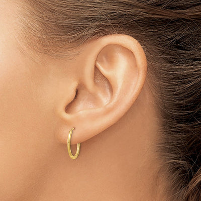 14K Satin Diamond-cut Endless Hoop Earrings, 16 x 1.5mm