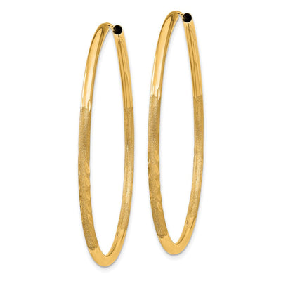 14K Satin Diamond-cut Endless Hoop Earrings, 40 x 2mm
