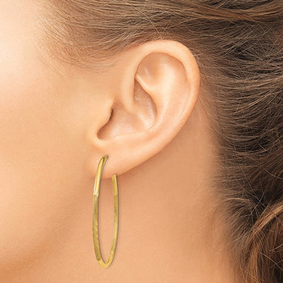 14K Satin Diamond-cut Endless Hoop Earrings, 40 x 2mm