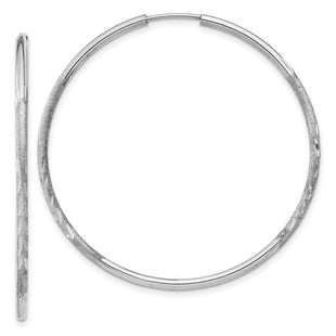 14k White Gold Diamond-cut Endless Hoop Earrings (Style XY1193)