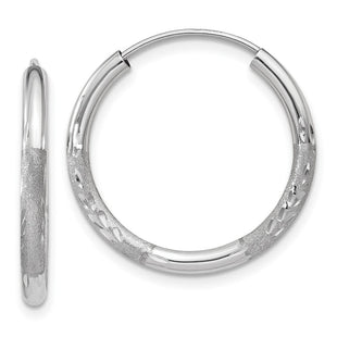 14k White Gold Diamond-cut Endless Hoop Earrings (Style XY1201)