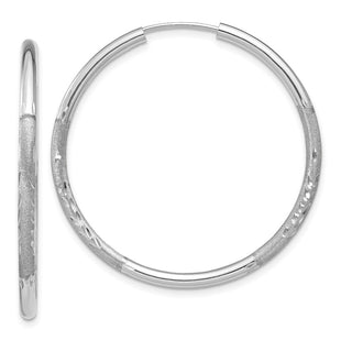 14k White Gold Diamond-cut Endless Hoop Earrings (Style XY1203)