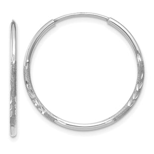 14K White Gold Diamond-cut Endless Hoop Earring (Style XY1217W)