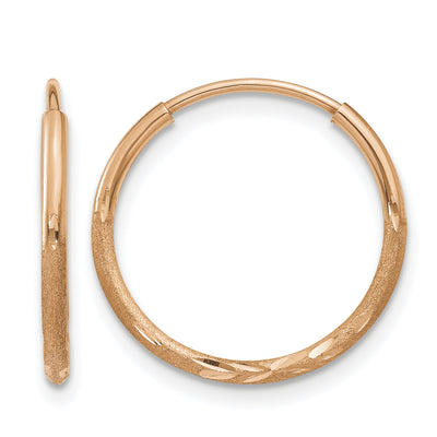 14K Rose Gold Diamond-cut Endless Hoop Earring, 16 x 1.25mm
