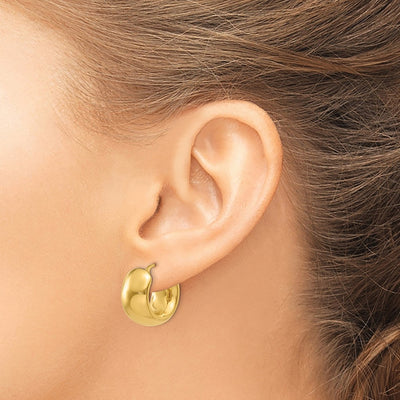 14K Wide Puffed Hoop Earrings