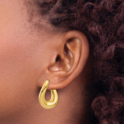 14K Twisted Oval Hoop Earrings, 23 x 9mm