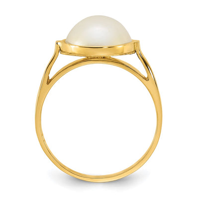 14K Polished White Saltwater Cultured Mabe Pearl Size 7 Ring