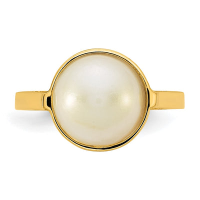 14K Polished White Saltwater Cultured Mabe Pearl Size 7 Ring