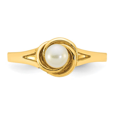 14K Polished White Button White Freshwater Cultured Pearl Size 7 Ring