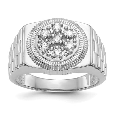 14K White Gold AAA Diamond men's ring