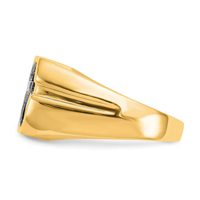 14K AA Diamond Men's Cross Ring