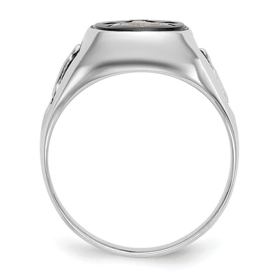 14K White Gold Men's Polished and Textured Masonic Ring Mounting