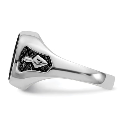 14K White Gold Men's Polished and Textured Masonic Ring Mounting