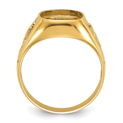 14K Men's Polished and Textured Masonic Ring Mounting