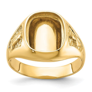 14k Men's Polished and Textured Masonic Ring Mounting (Style Y1583)