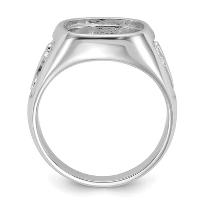 14K White Gold Men's Polished and Textured Masonic Ring Mounting