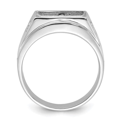 14K White Gold Men's Polished and Textured Masonic Ring Mounting