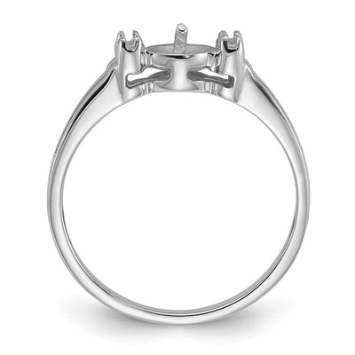 14K White Gold Polished Diamond & Pearl Ring Mounting