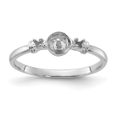14K White Gold Polished Diamond & Pearl Ring Mounting