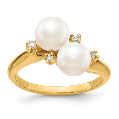 14K FW Cultured Pearl A Diamond ring