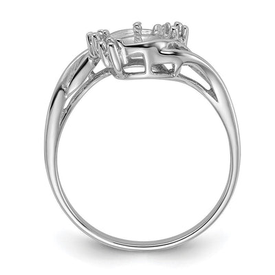 14K White Gold Polished Diamond & Pearl Ring Mounting
