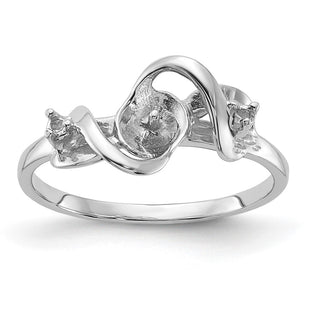 14k White Gold Polished Diamond & Pearl Ring Mounting (Style Y2017)