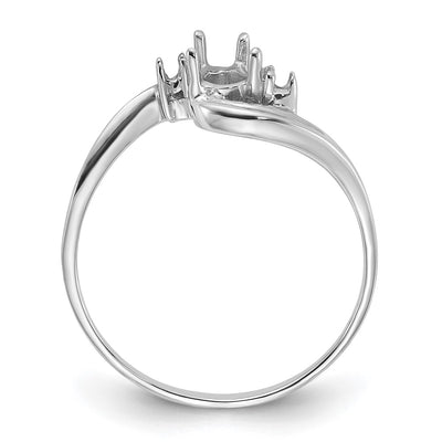 14K White Gold Polished .. Diamond & 6x4 Pear Gemstone Ring Mounting