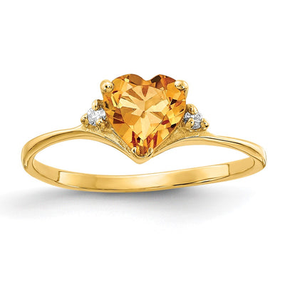 14K Citrine Diamond Ring