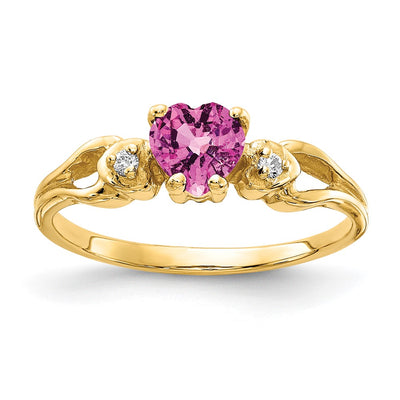 14K Heart Pink Sapphire Diamond ring