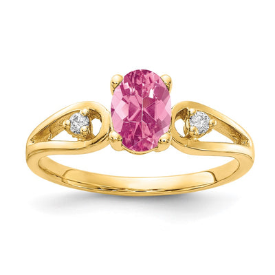 14K Oval Pink Tourmaline Diamond ring