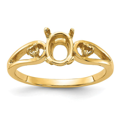 14K Polished .. Diamond & 7x5 Oval Gemstone Ring Mounting