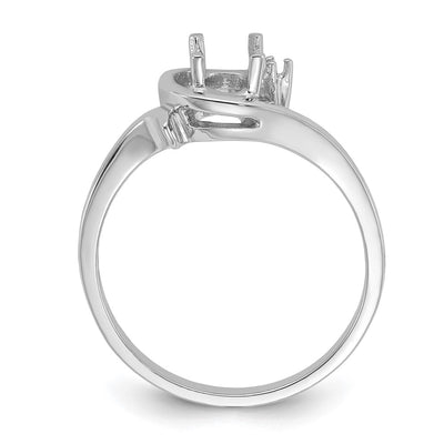 14K White Gold Polished .. Diamond & 7x5 Oval Gemstone Ring Mounting