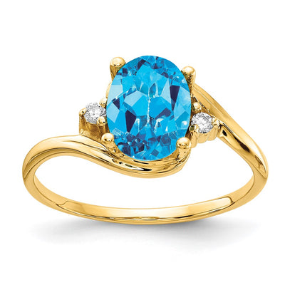 14K Blue Topaz Diamond ring