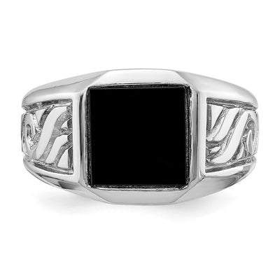 14K White Gold Men's Onyx Ring