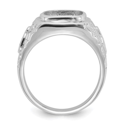 14K White Gold Men's Polished and Textured Masonic Ring Mounting