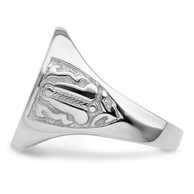 14K White Gold Men's Polished and Grooved (No Enamel) Masonic Ring