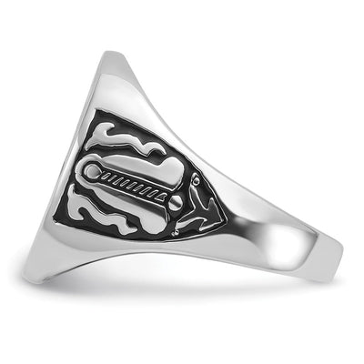 14K White Gold Men's Polished and Grooved with Black Enamel Masonic Ring