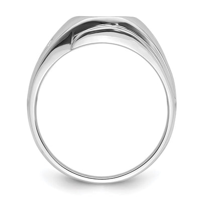 14K White Gold Men's Polished and Grooved Masonic Ring Mounting