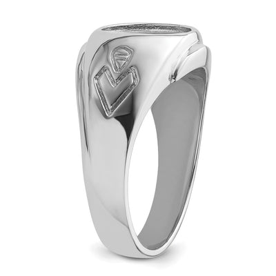 14K White Gold Men's Polished and Grooved Masonic Ring Mounting