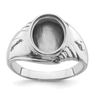 14k White Gold Men's Polished and Textured Masonic Ring Mounting (Style Y4063)
