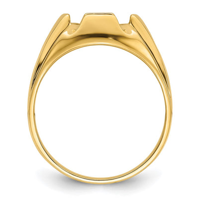 14K Men's Polished and Grooved Masonic Ring Mounting