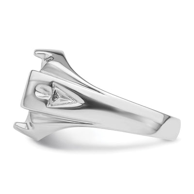 14K White Gold Men's Polished and Grooved Masonic Ring Mounting