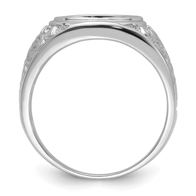 14K White Gold Men's Polished and Textured Masonic Ring Mounting