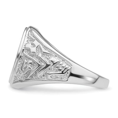 14K White Gold Men's Polished and Textured Masonic Ring Mounting