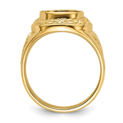 14K Men's Polished and Textured Masonic Ring Mounting